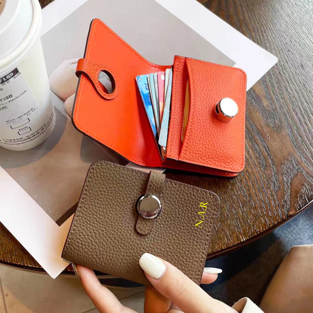 Luxury Design Phone Bag Woman Portable Genuine Leather Cross-body Bag Custom Name Fashion Casual Lady Shoulder Bag Card Wallet