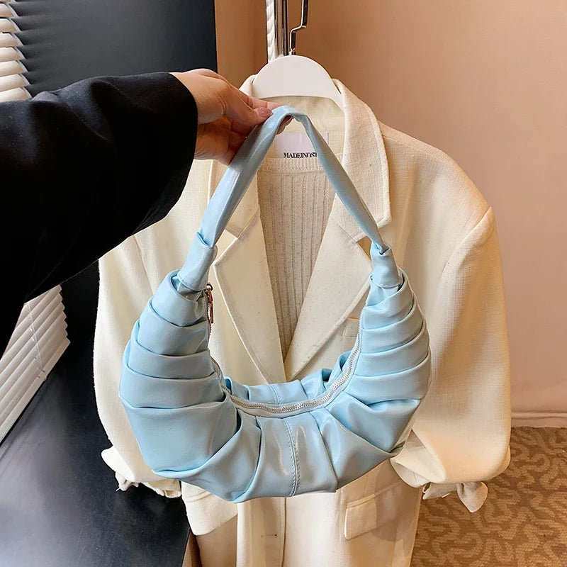 Silver Handbags Women Dumpling Shoulder Bag Fashion Luxury Ladies Hobos Bags High Capacity Female Tote Bag Black