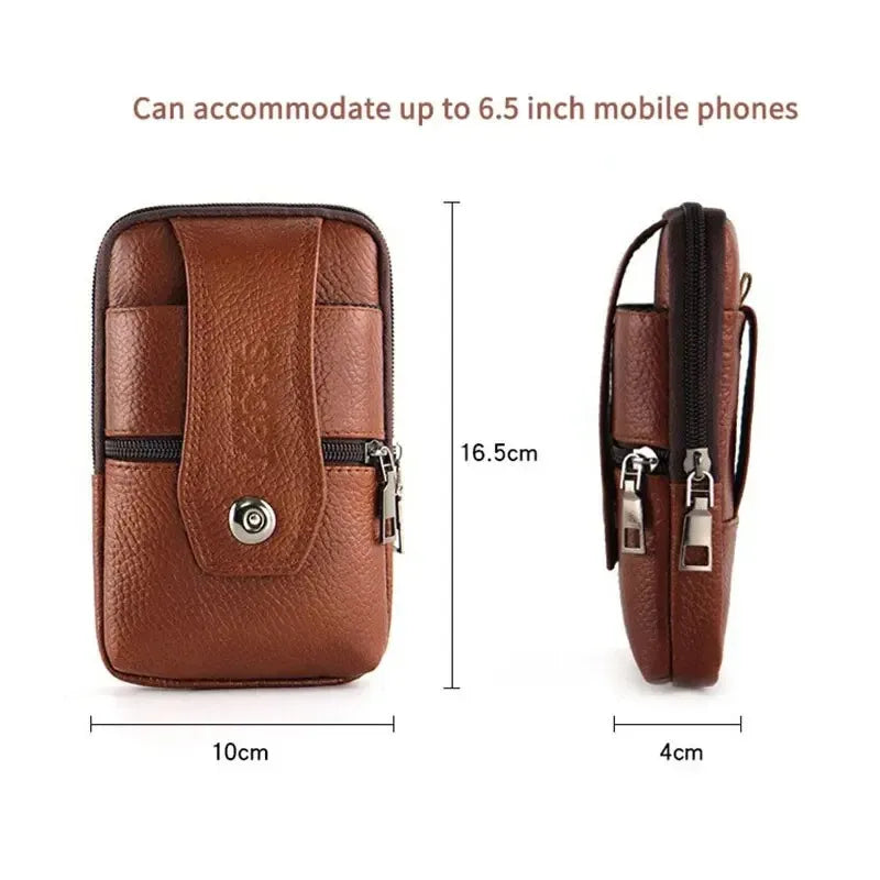 New Men's Large Capacity Mobile Phone Belt Bag Multi functional Waterproof Belt Waist Bag