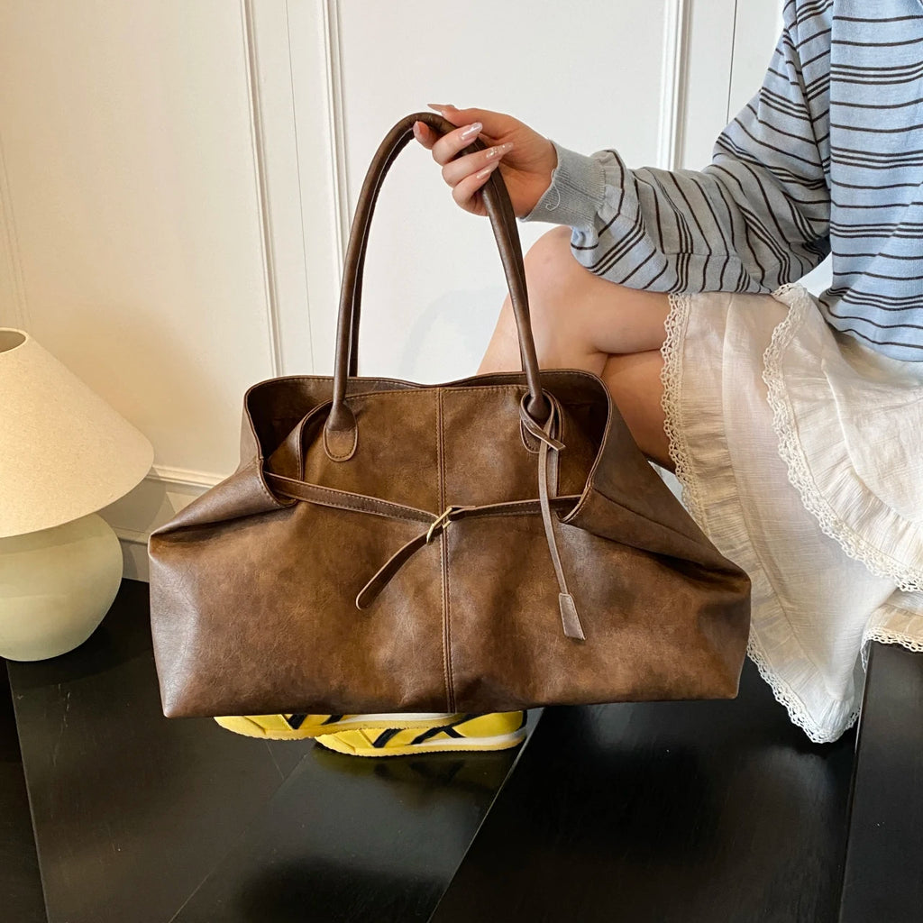 Women's Tote Bag, Large Capacity Soft Leather Shoulder Bag, Retro Casual Handbag, Perfect for Commuting Handbags Travel Bag