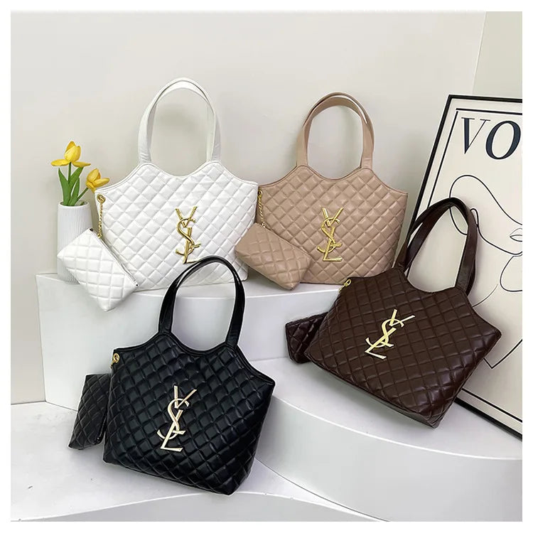 2025 New Women's Tote Bag Diamond Quilted Mother Daughter Purse, Retro Handheld Shoulder Bag, Spacious & Stylish, Casual/Office