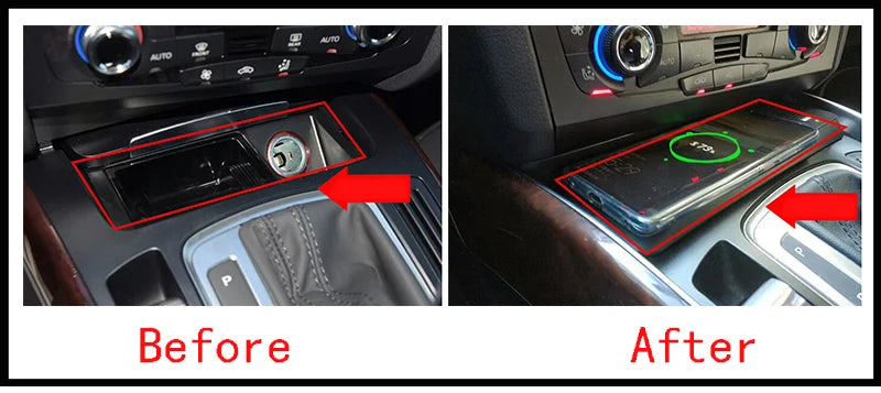 Car wireless charger for Audi A4 B8 B9 A4 Allroad A5 S5 RS5 Q5 SQ5 15W fast phone charger charging pad panel charging holder
