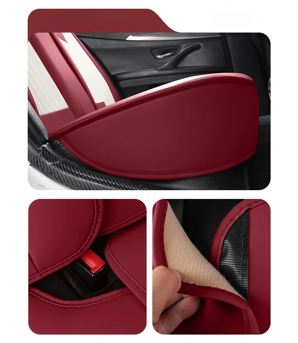 Full Set Car Seat Covers  Full-Wrap Design, Breathable Perforated PU Leather, Universal Fit for Most Sedans, Trucks & SUVs