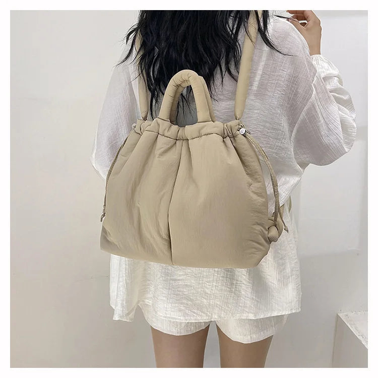 Women Shoulder Crossbody Bags Casual Nylon Padded Tote Bag Designer Soft Puffer Simple Vintage Large Capacity Handbags