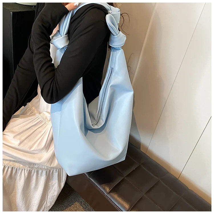 Leisure soft large-capacity bag female 2024 new fashion work shoulder bag college students relax tote bag
