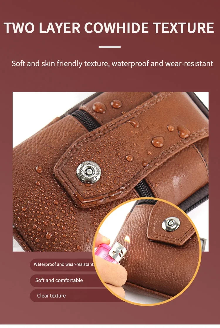 New Men's Large Capacity Mobile Phone Belt Bag Multi functional Waterproof Belt Waist Bag