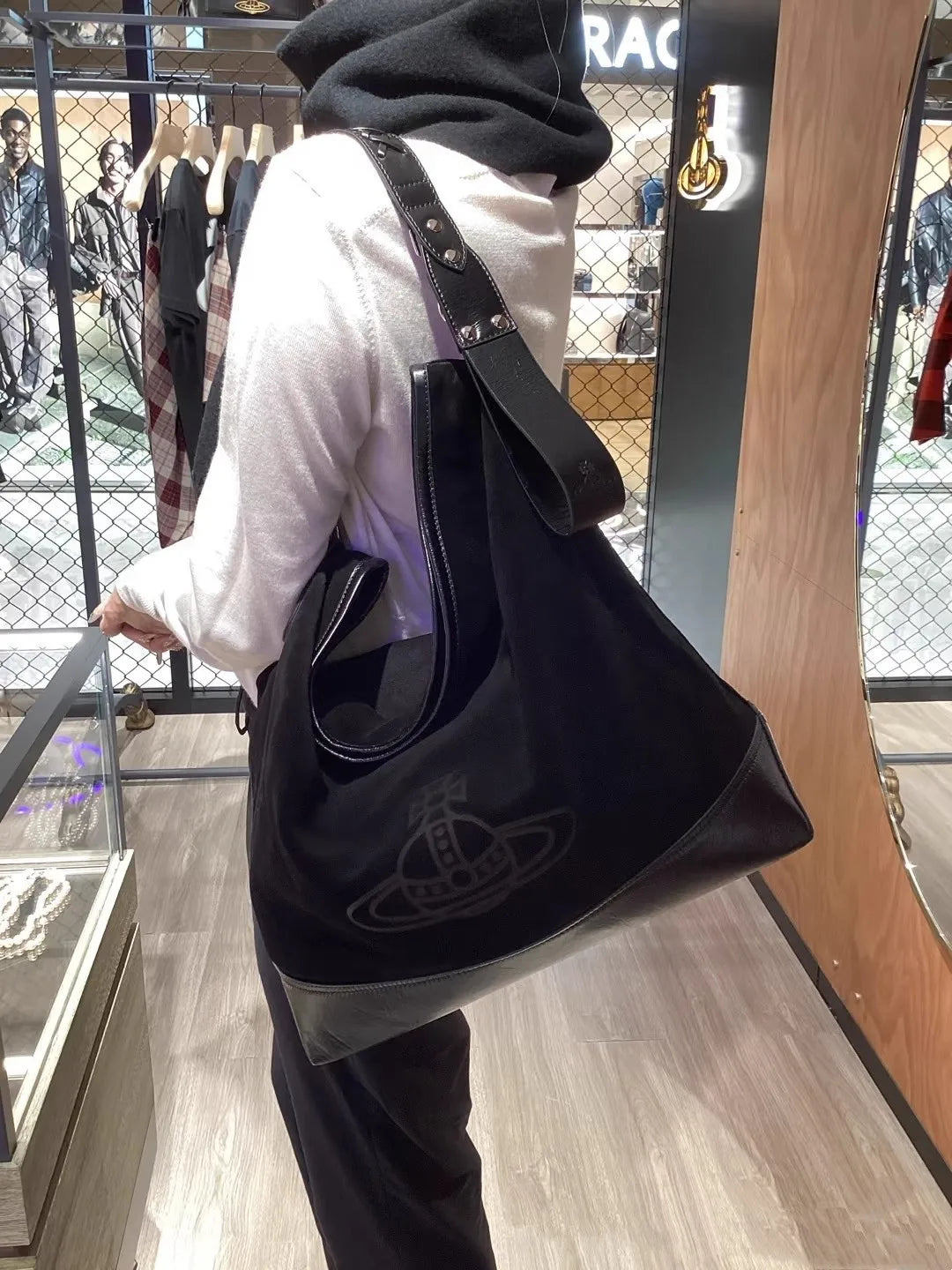 Large Capaci Suede Hobo Bag Women's Casual Commuter Tote Bag Trendy Single oulder Bag GP Famous Star  Hobo Bag