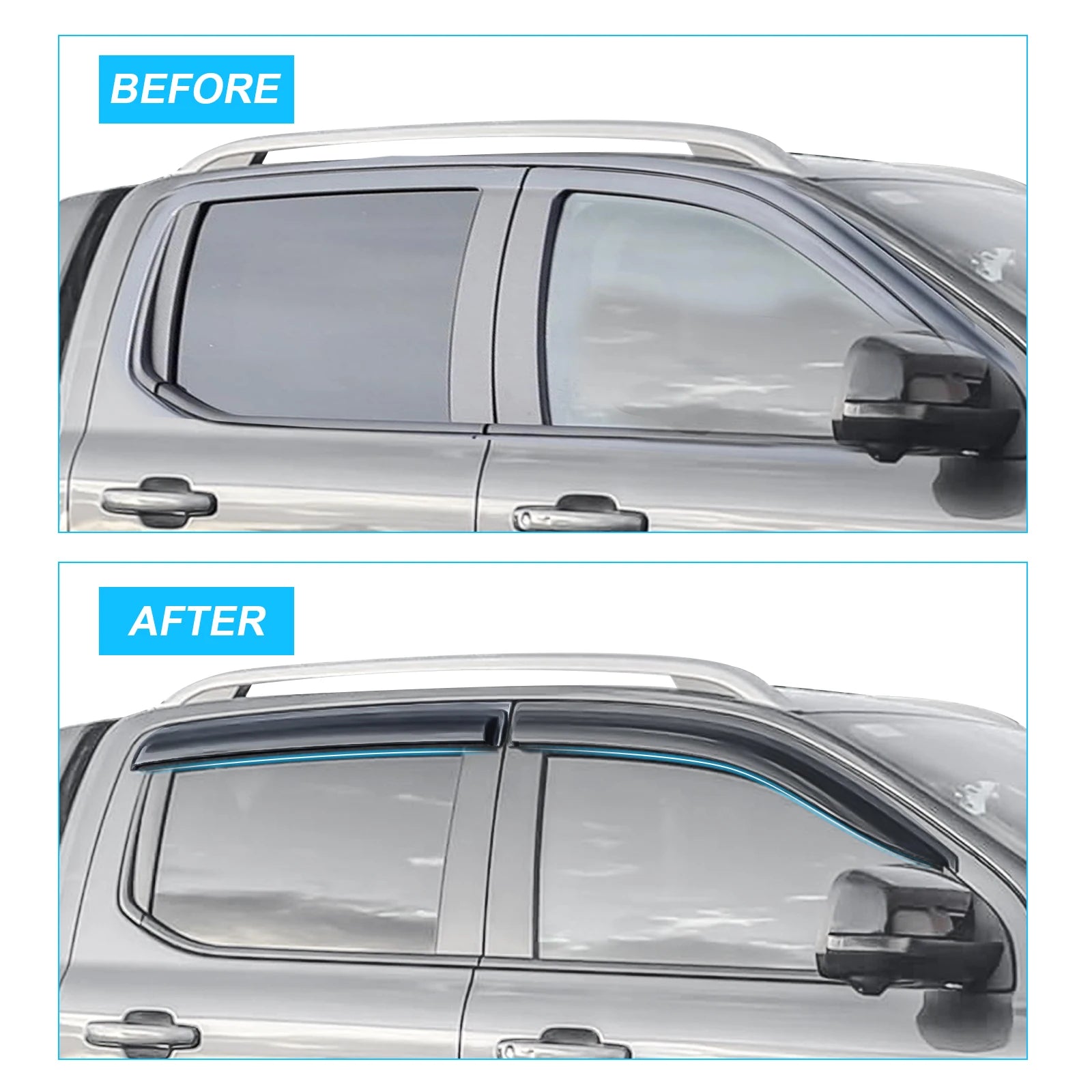 Sun Rain Guard Window Dflectors Window Visor  for Ford Ranger Raptor Next Gen 2023 2024 Double Cabin Model Weather Shield  4PCS