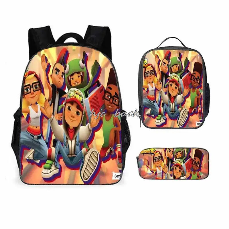 School Bags Girls Boys Subway Surfers Primary Kids School Backpcak 3Pcs Cartoon Schoolbags Kids Mochilas Escolar Infantil Gift