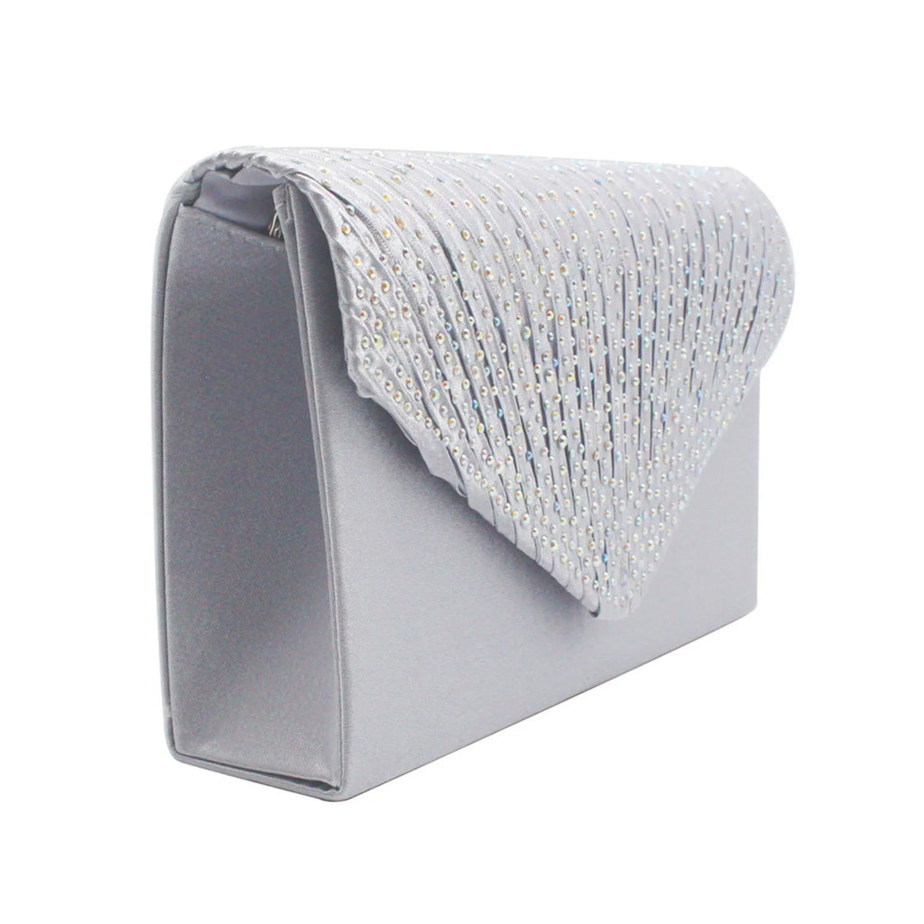 Women's  Luxury Silk Evening Clutch Bag - Elegant Women’s Prom/Wedding Handbag with Detachable Chain Strap & Secure Closure