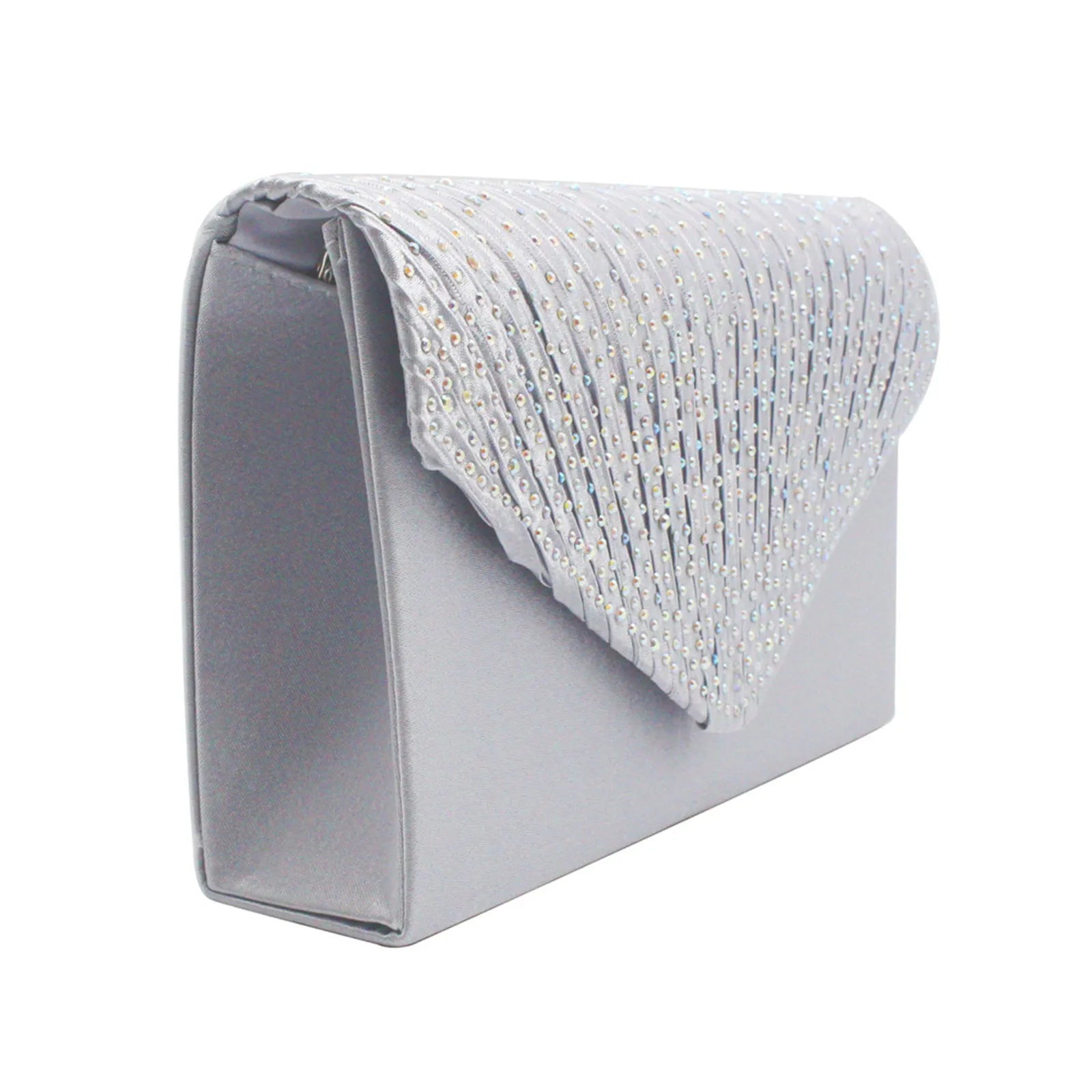 Women's  Luxury Silk Evening Clutch Bag - Elegant Women’s Prom/Wedding Handbag with Detachable Chain Strap & Secure Closure