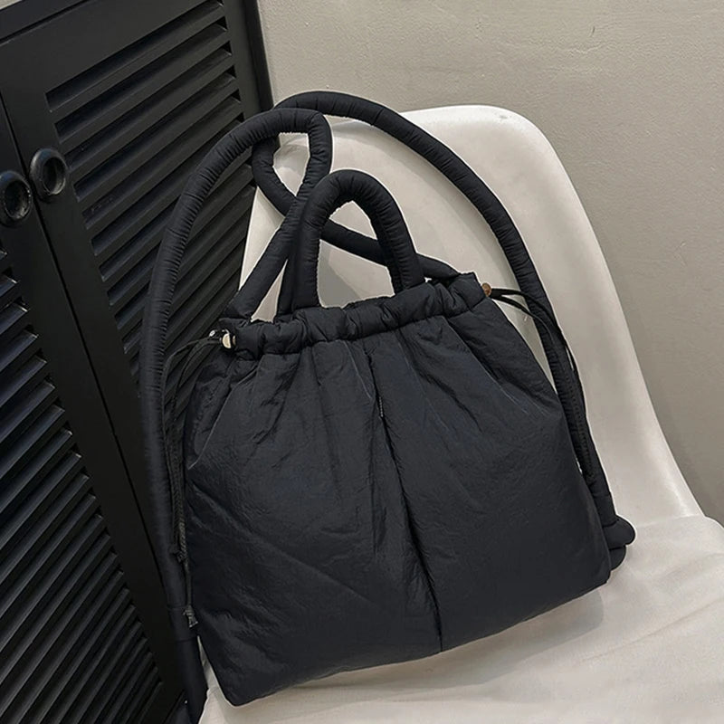 Fashion Casual Large Capacity Puffer Tote Bag Designer Padded Nylon Women Shoulder Bags Handbags Knotted Strap Crossbody Bags