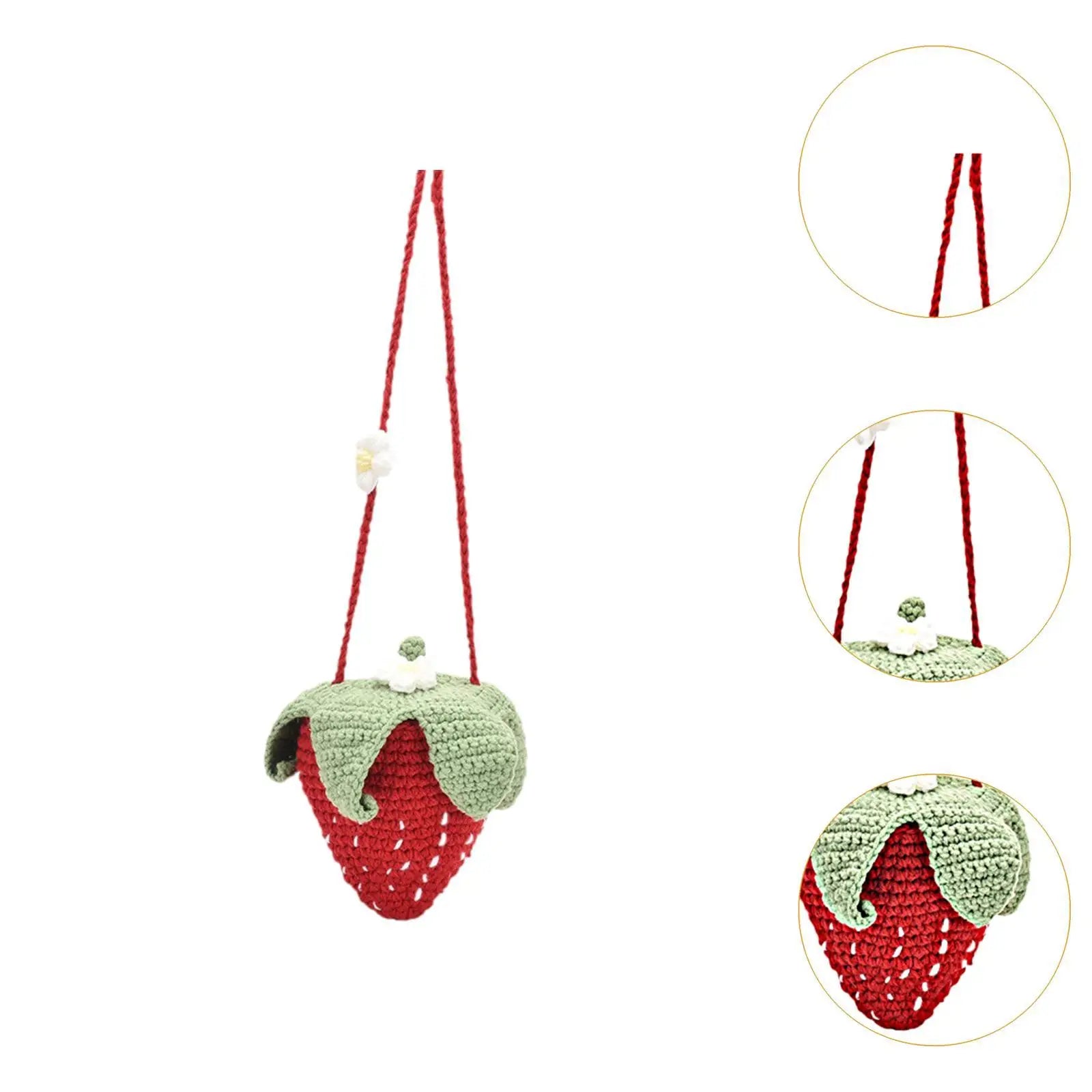 Hand Knitted Strawberry Bag Stylish Gift Shoulder Bag for Party Use