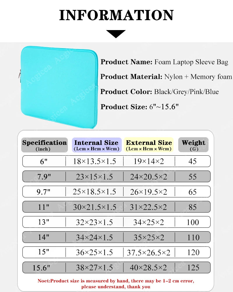 Portable Laptop Bags 6-15.6Inch Laptop Sleeve Bag Soft Notebook Case for Macbook Dell Pouch Skin Cover Travel Business Briefcase