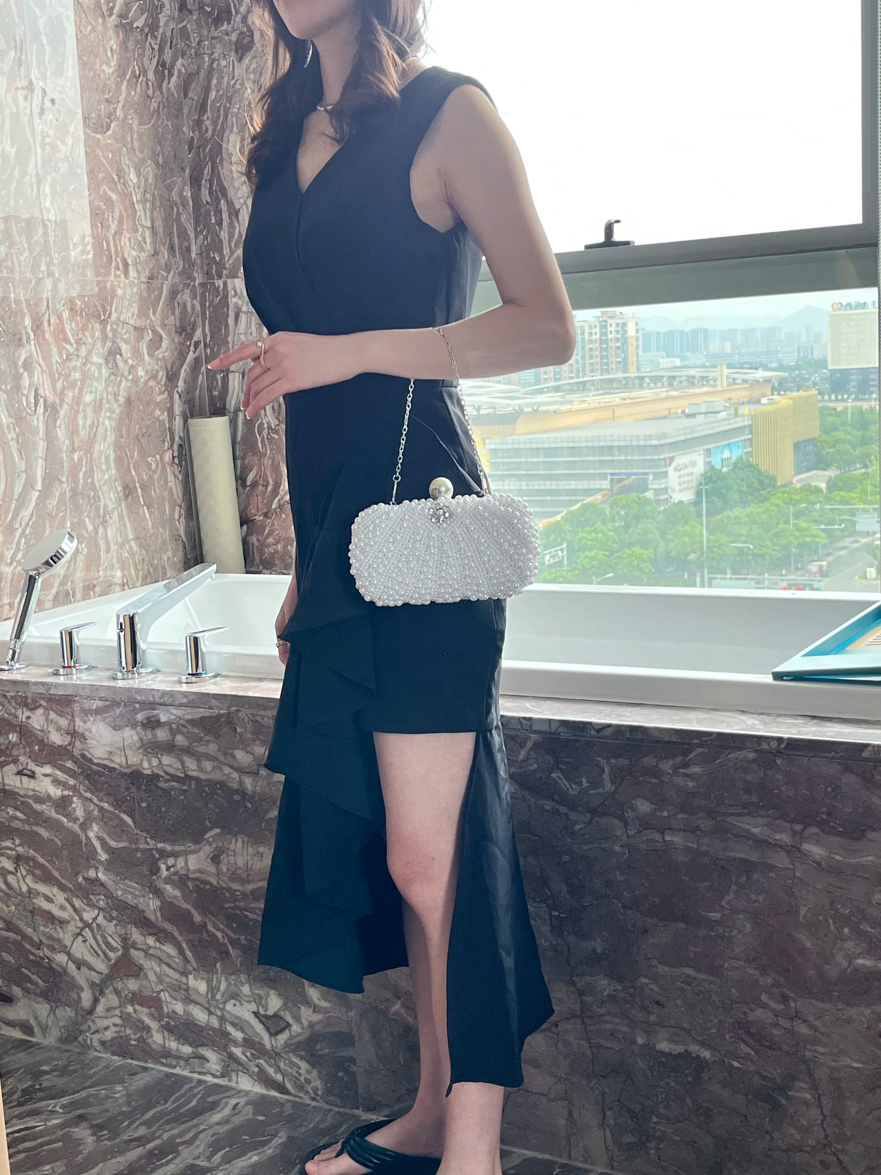 Elegant pearl evening bag, evening dress bag, formal party bag, ball bag, clutch bag, chain bag