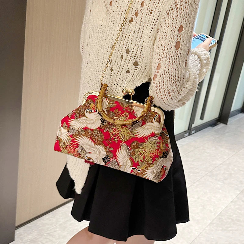 Luxury Evening Clutch Bag For Women Bride Wedding Clutch Purse Chain Shoulder Bags Small Party Handbag Rattan Handle Handle Tote