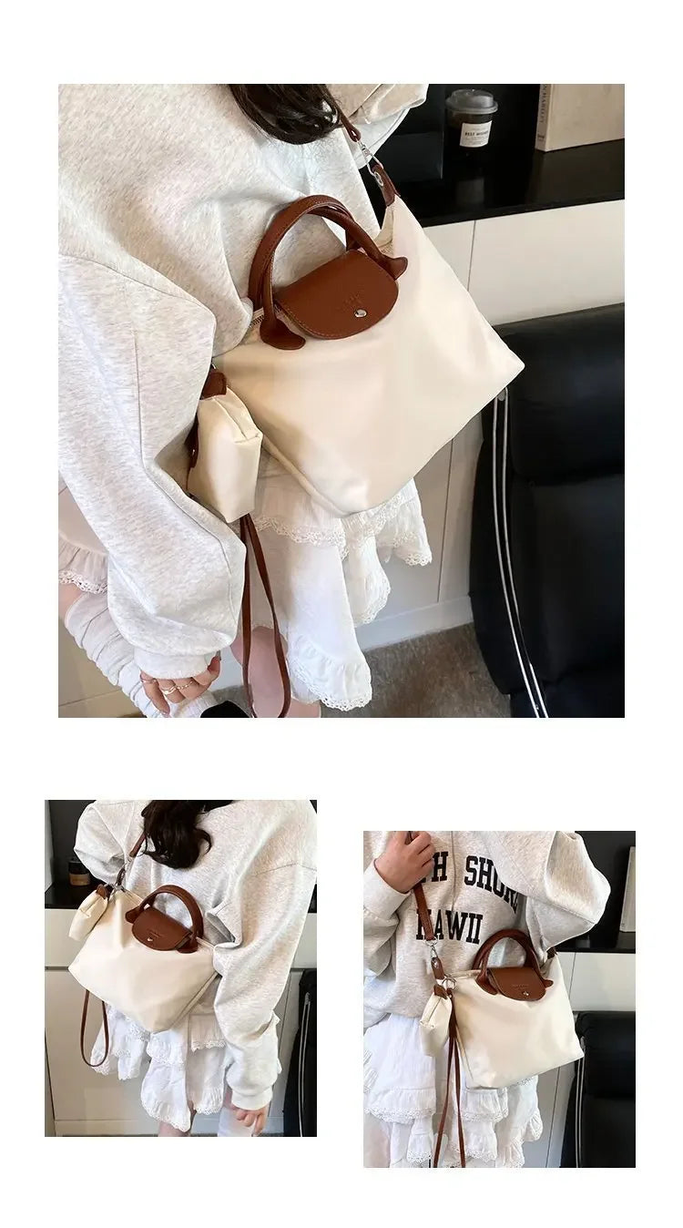 Luxury 2025 Work Tote - Fashion Patchwork Handbag with Long Strap Large Capacity, Waterproof Lining, Perfect for Office & Travel