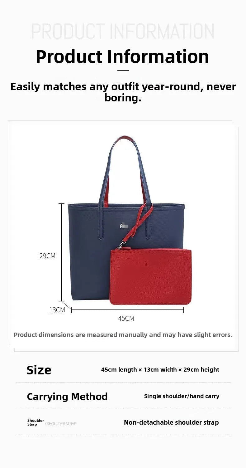 Large Capacity Fashionable Simplistic French Crocodile Ladies Shoulder Bag Double Sided Color Block Handbag Tote Bag