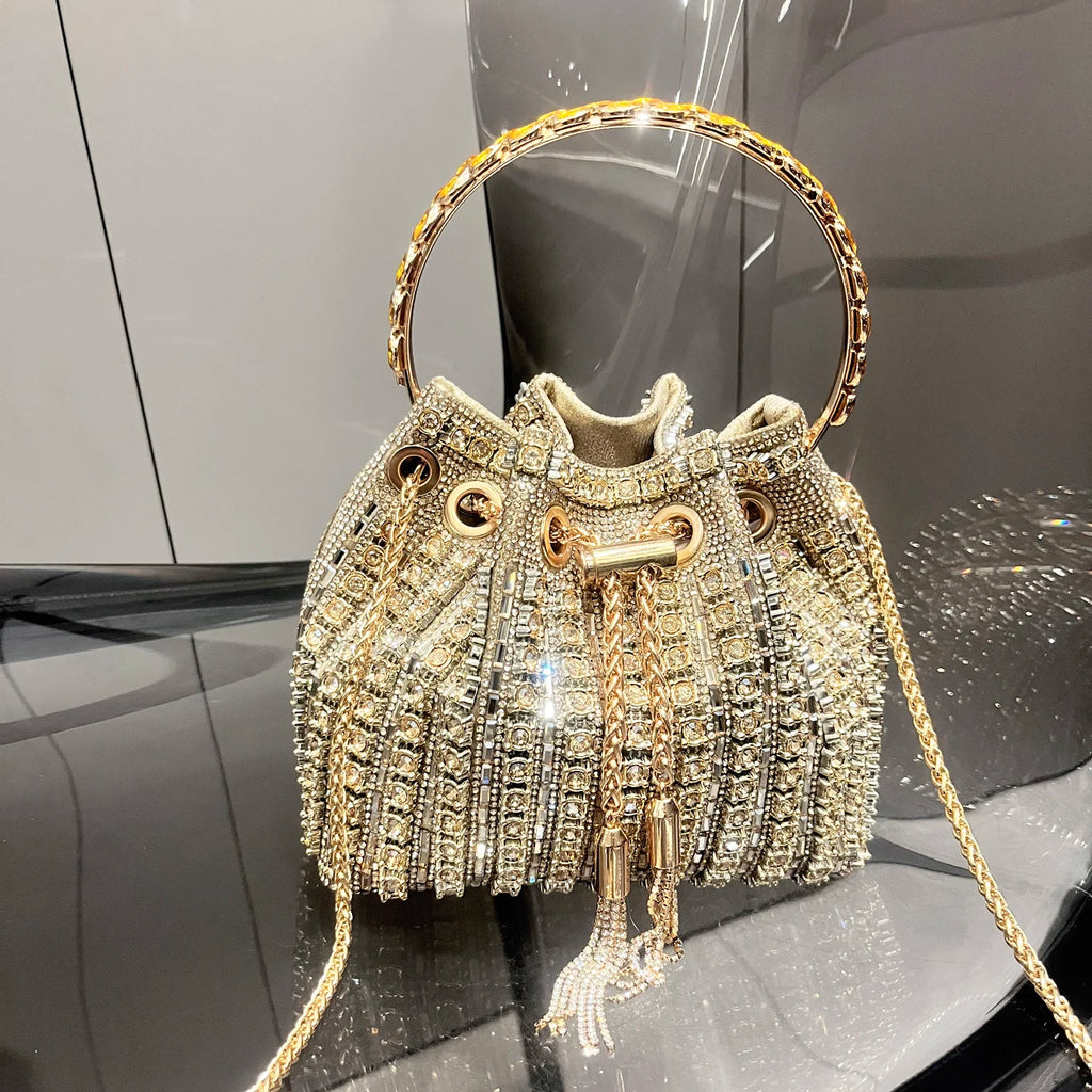 luxury Designer purses and handbags bags for women bucket clutch purse evening banquet bag Crystal rhinestone shoulder bag