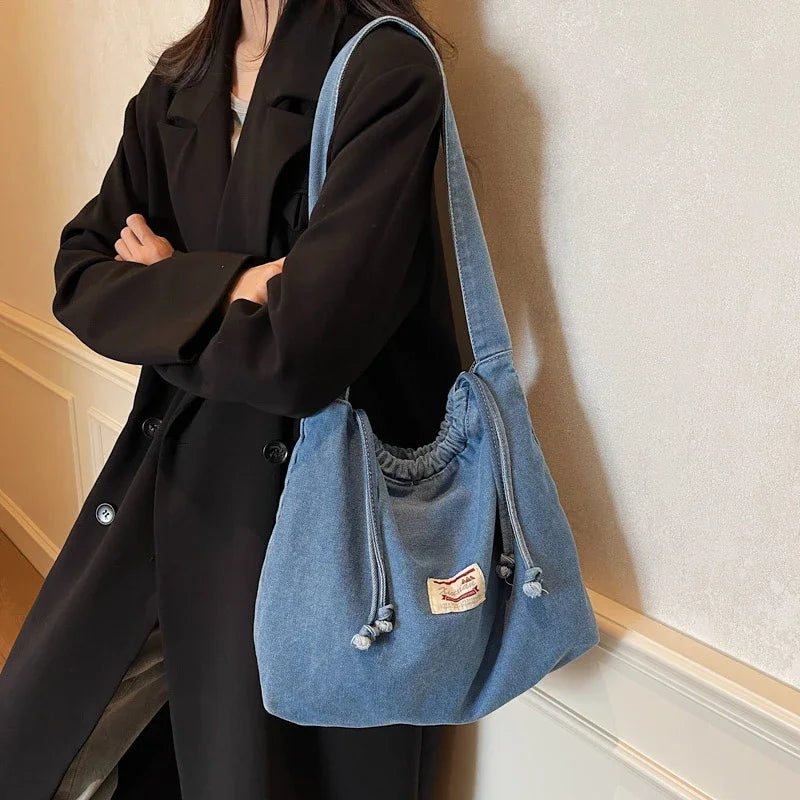 New denim dumpling bag, women's crossbody bag, simple and versatile small shoulder bag for class commuting