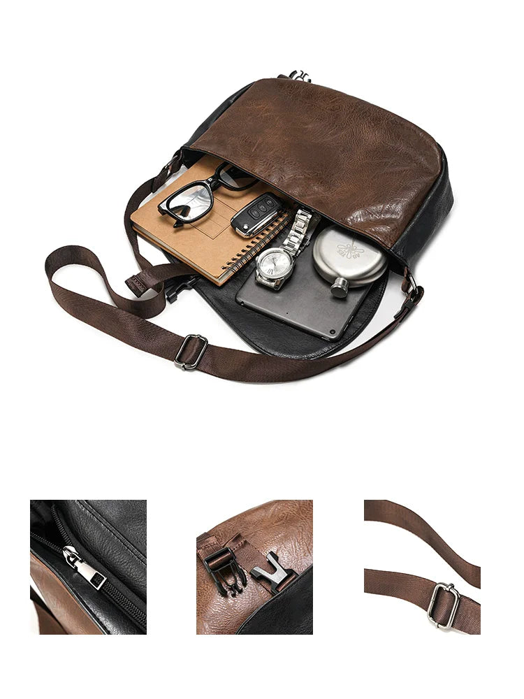 Trendy Men's Retro Small Satchels Bag Versatile Commuting Shoulder Bags New Fashion Postman Bags For Cool Boys