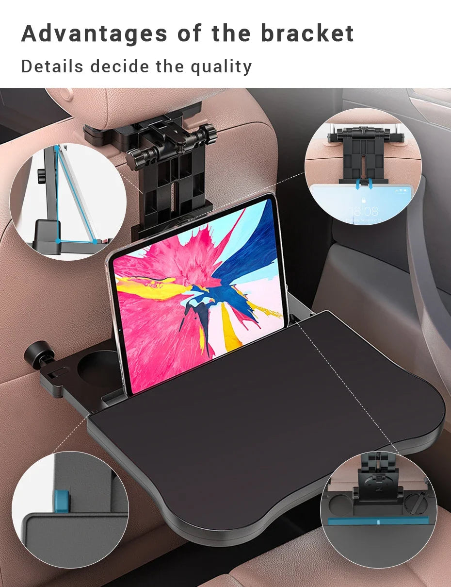 Car Back Seat Foldable Table Tray Tablet Laptop Holder Auto Seat Back Desk Tissue Box Cup Phone Holder Folding Table NEW