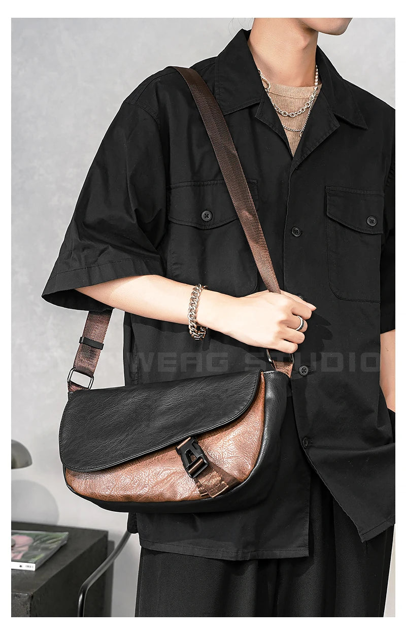 Trendy Men's Retro Small Satchels Bag Versatile Commuting Shoulder Bags New Fashion Postman Bags For Cool Boys