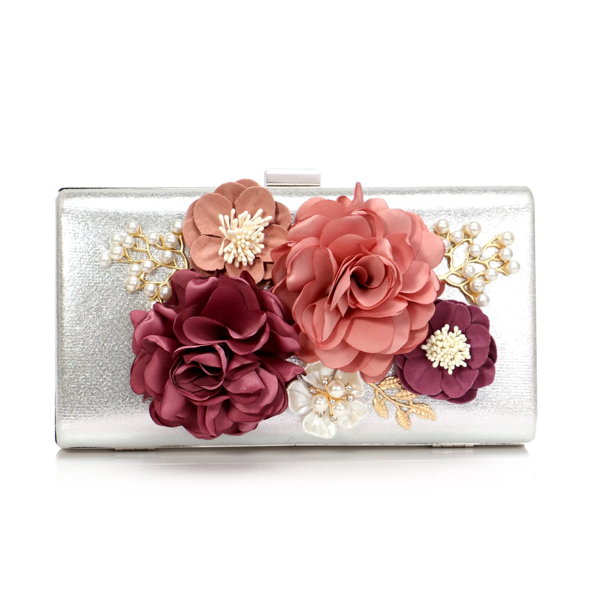 Wedding Party Evening Bags Women Flower Fashion Small Day Clutches With Chain Shoulder Lady Shell Beaded Purse Handbags