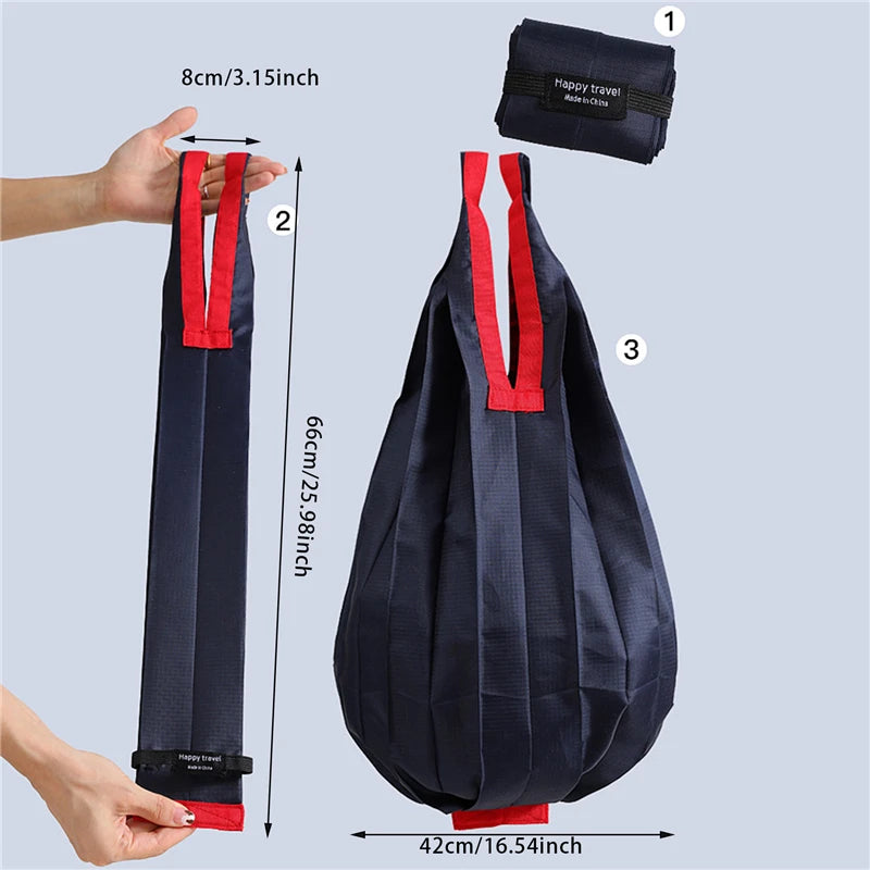 Nylon Reusable Shopping Bags Large Portable Eco-Friendly Foldable Shoulder Bag Handbag Pocket Totes Bag Folding Grocery Pouches