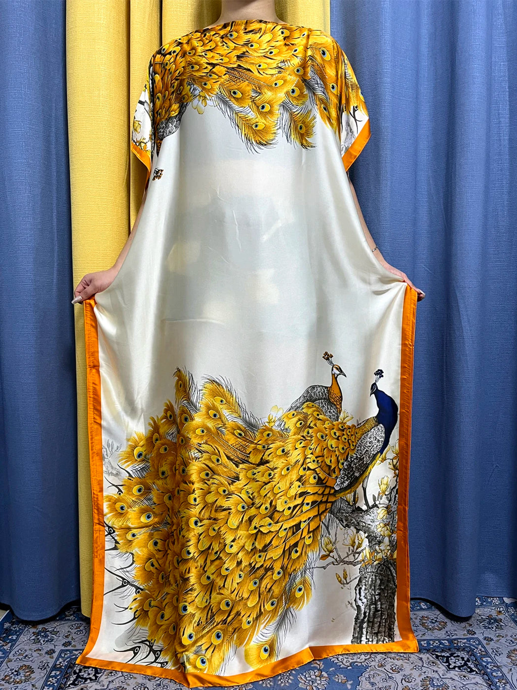 Muslim Silk Abayas For Women 2023 Fashion Print Islam Turkey Loose Elegant Femme Robe African Summer Ice Clothes With Headscarf