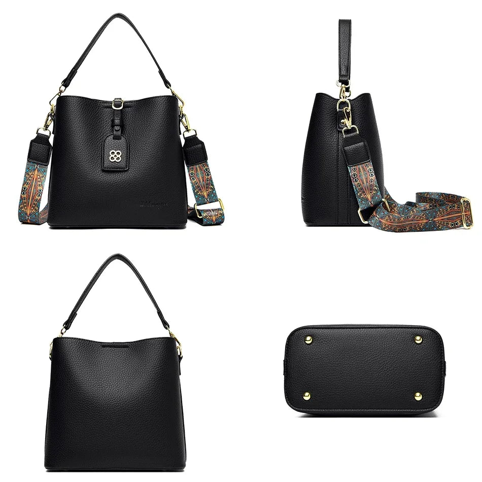 Luxury Designer High Quality Leather Women's Handbag Purses 3 Layers Multifunctional Ladies Shoulder Messenger Bags Sac Femme