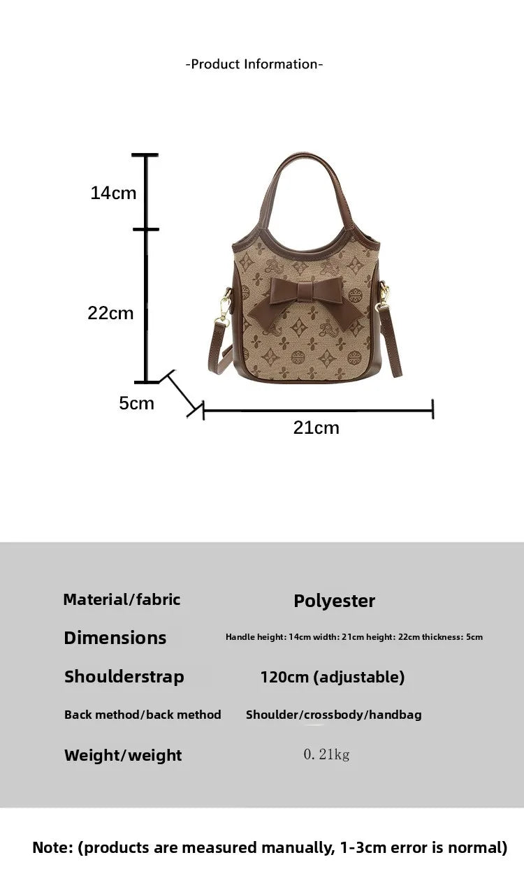 PU Hand-held Bow Bucket Bag Trendy Fashion Shoulder Bag Simple Versatile Women's Bag Commuter