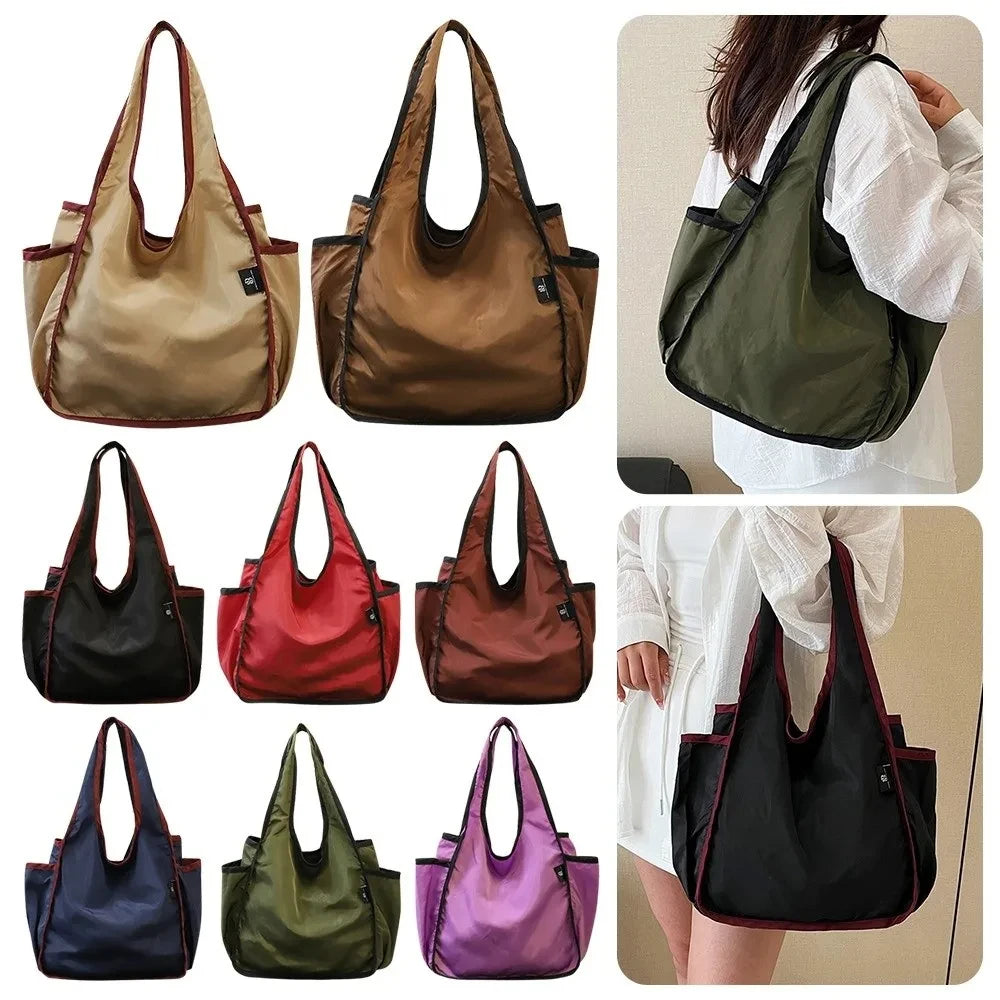 Large Capacity Lady Tote Bag Foldable Thickening Shopping Bag Lightweight Handbag Double-layer Shoulder Bag for Women