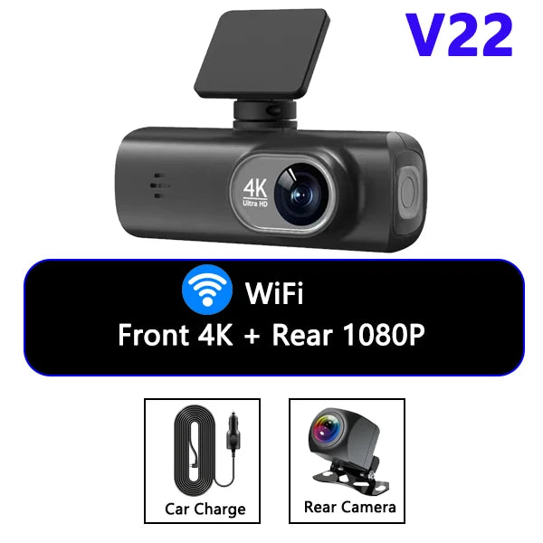 Dash Cam 4K UHD for Car Camera Front Rear Dual Lens With GPS WiFi 24h Parking Mode Night Vision Car DVR Video Registrator