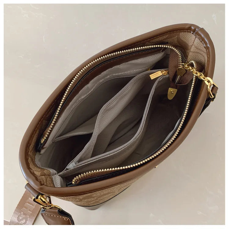 Luxury Women Bag Designer New Fashion French Vintage Shoulder Bag Print Crossbody Bucket Purse Premium Quality