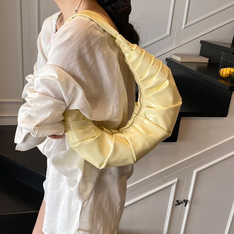 Silver Handbags Women Dumpling Shoulder Bag Fashion Luxury Ladies Hobos Bags High Capacity Female Tote Bag Black