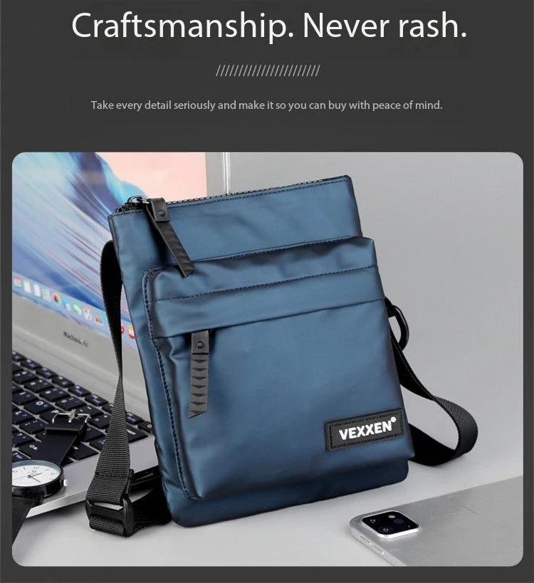 Messenger Sling Bags For Men Casual PU Leather Zipper Crossbody Pouch Simple Mini Crossbody Phone Bag Male Side Shoulder Bag