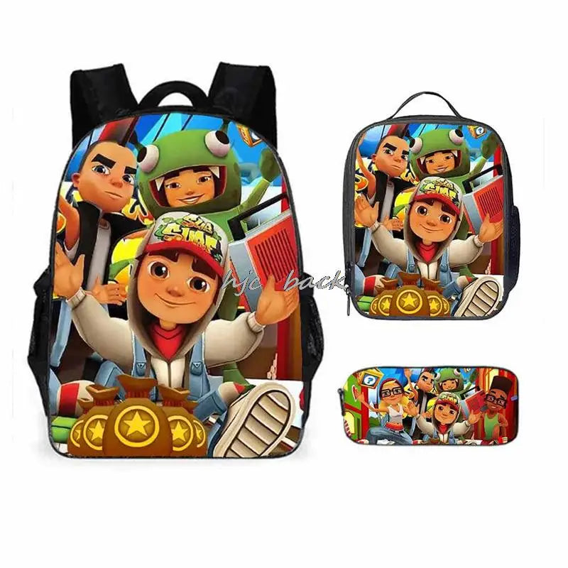 School Bags Girls Boys Subway Surfers Primary Kids School Backpcak 3Pcs Cartoon Schoolbags Kids Mochilas Escolar Infantil Gift