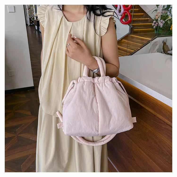 Women Shoulder Crossbody Bags Casual Nylon Padded Tote Bag Designer Soft Puffer Simple Vintage Large Capacity Handbags