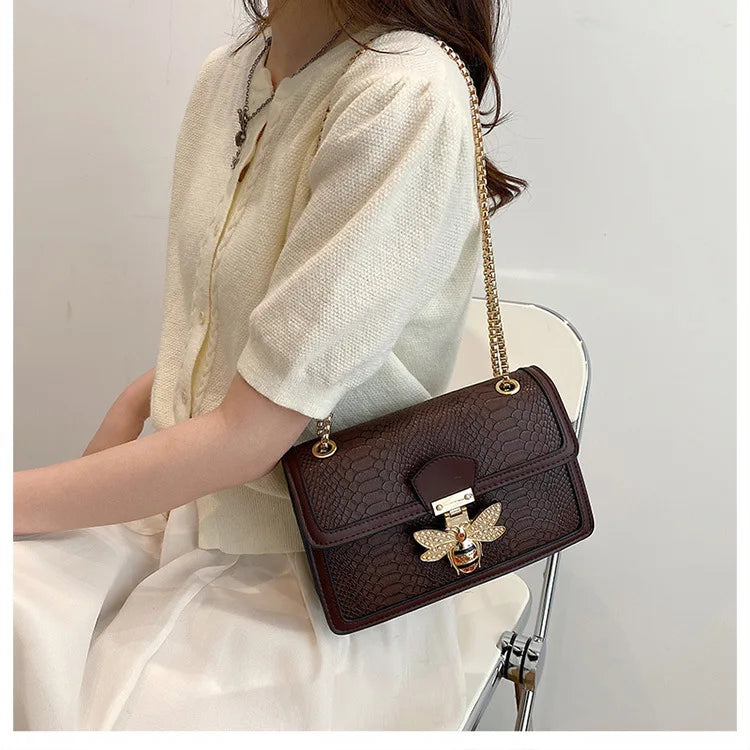 Luxury Handbags for Women Crossbody Bags Bee Lock Tote Casual Flap Purses Crocodile Print Leather Handbag Ladies Shoulder Bags