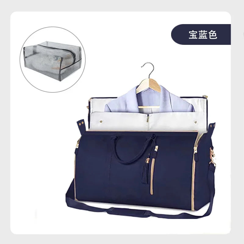 1pc Foldable Women's Travel Convenient Carry-on Clothing Bag Large PU Leather Duffel Bag Women's Business Travel Bag