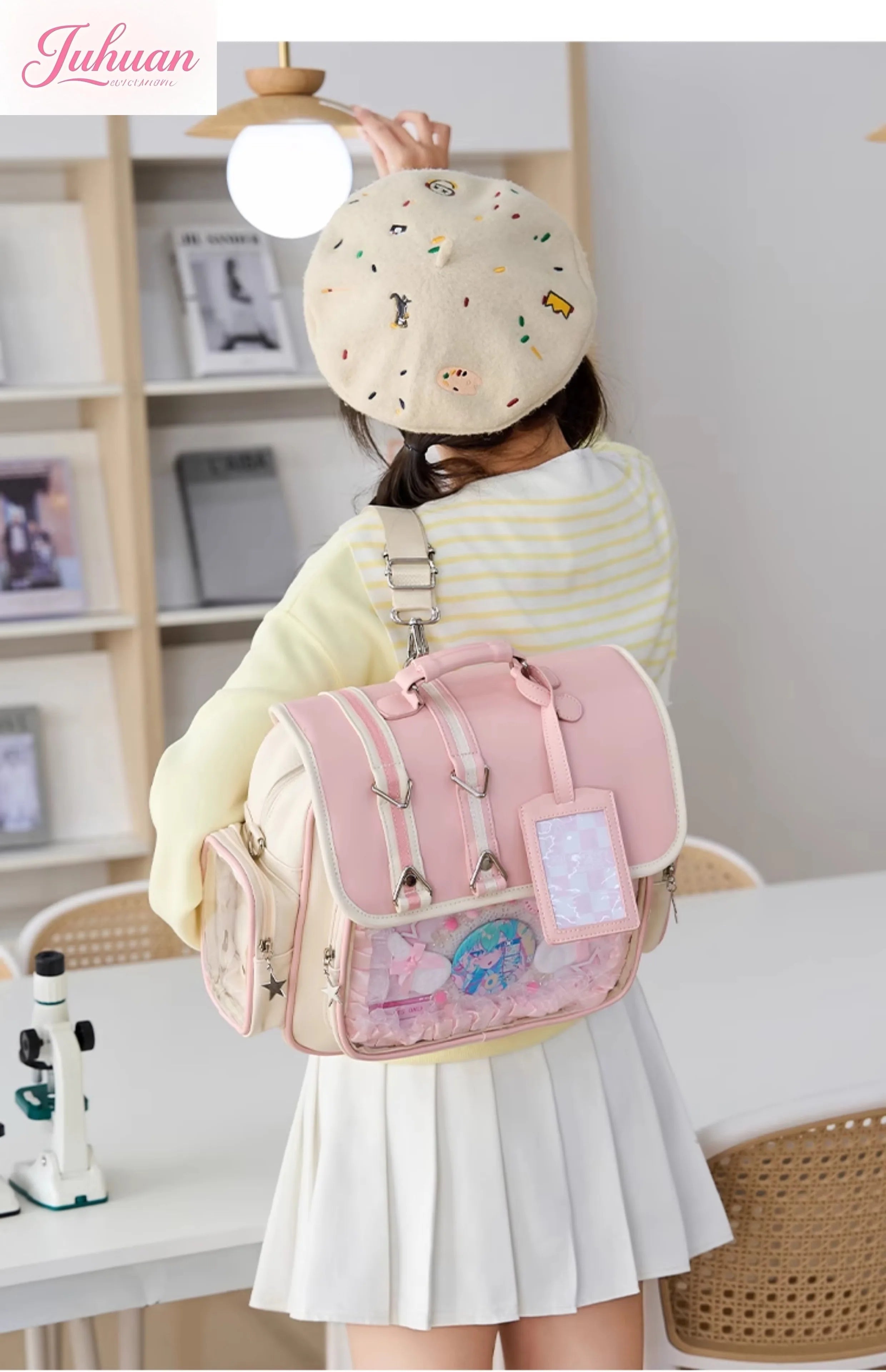 Original Ltabag Backpack Large Food Pain Window Two-dimensional Single Shoulder Messenger Bag Sweet College Schoolbag for Women