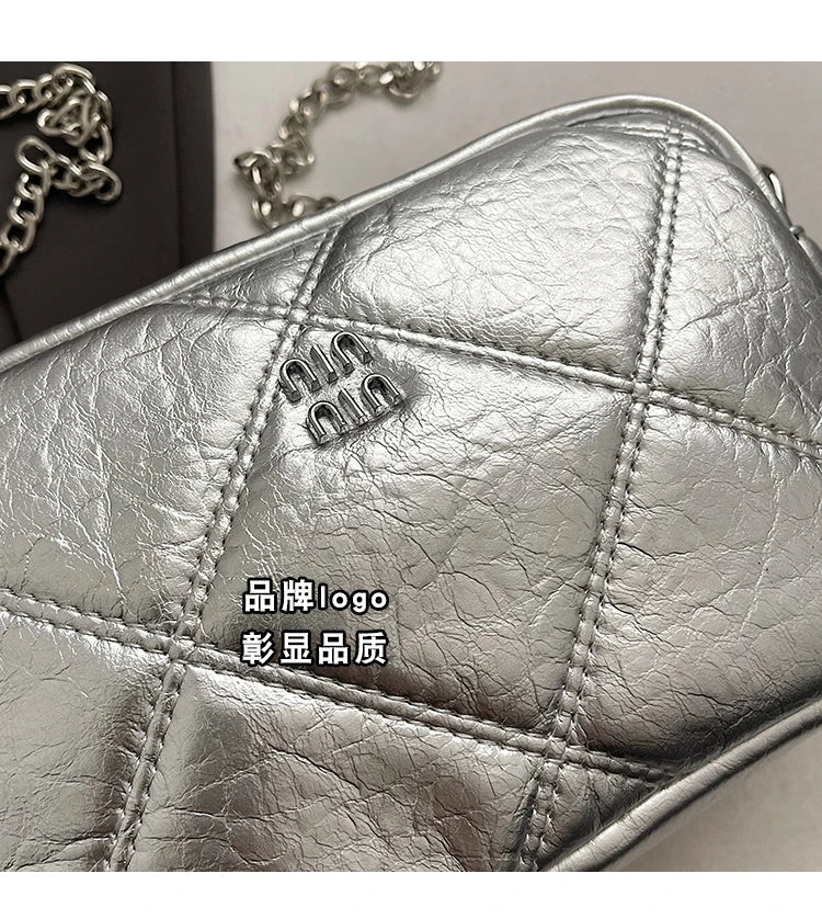 Luxury Silver Bowling Bag Women Top-Handle Bags Luxury Brand Designer's Crossbody Bags Small Lipstick Cosmetics Purses Bolsa