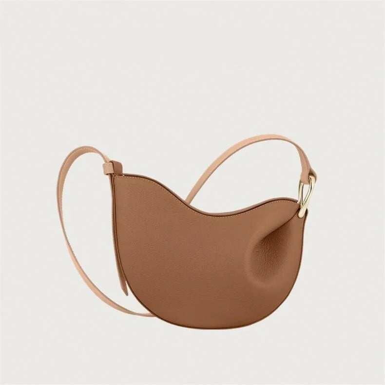 2025 New Pea-shaped Tote Bag Soft Leather Premium Commuter Bag Shoulder & Handheld Dual Use Minimalist Pleated Design Bag