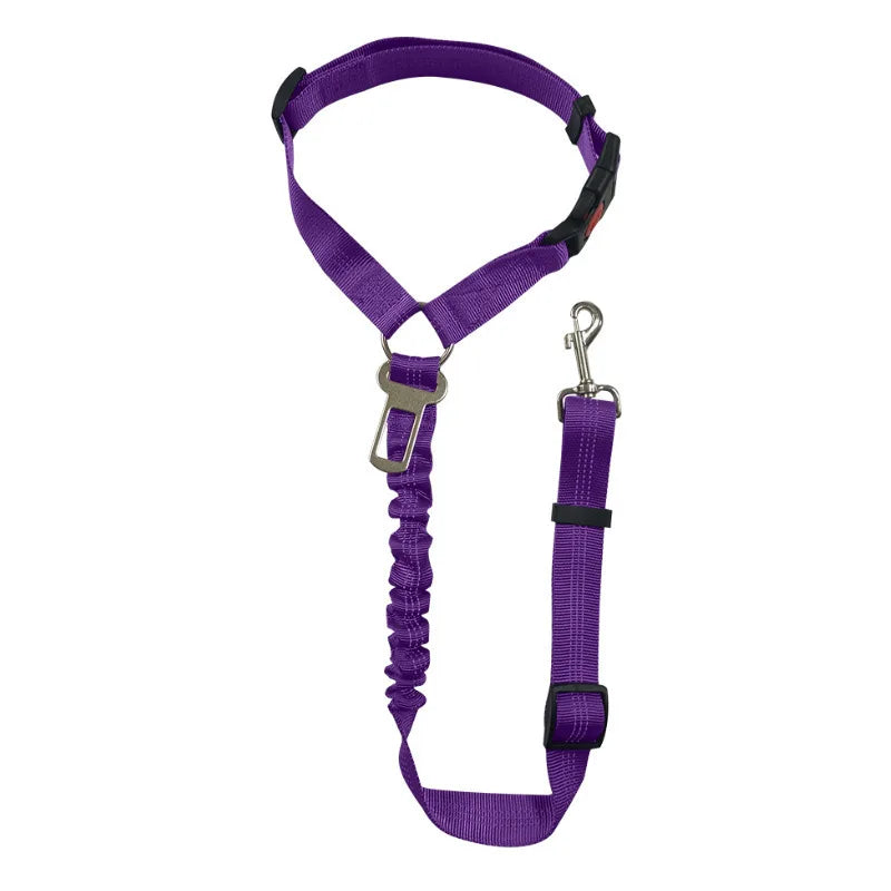 Dog Seat Belt for Car,Dog Car Harness Seatbelt Adjustable with Elastic Bungee Buffer, 2in1 Pet Leash Restraint Dog Safety Tether