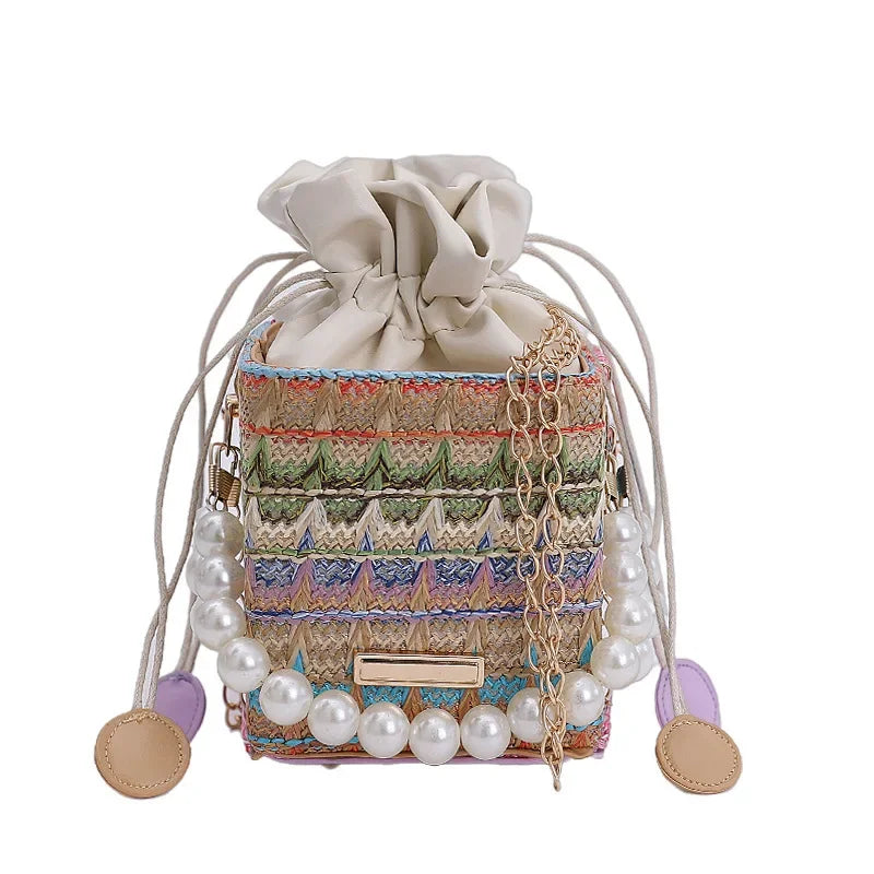 Trendy Chain Strap Women's Crossbody Bag Fashionable Drawstring Shoulder Bag Stylish Small Square Handbag Casual New Model