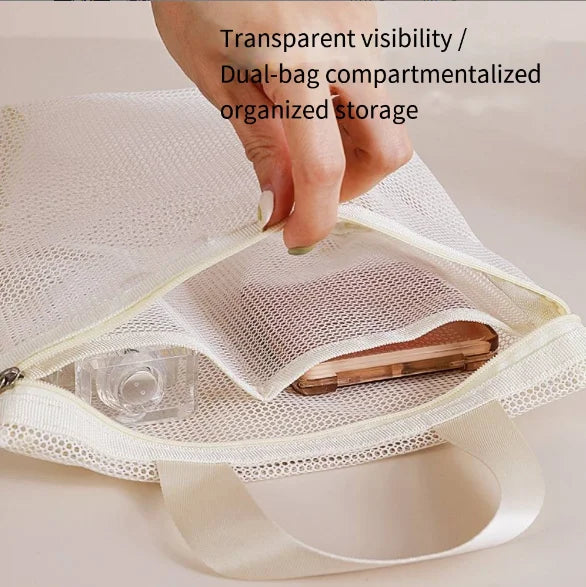 Mesh Makeup Toiletry Storage Bags Handbags Portable Travel Washing Body Shower Tools Organizer Hanging Cosmetic Organizer Pouch