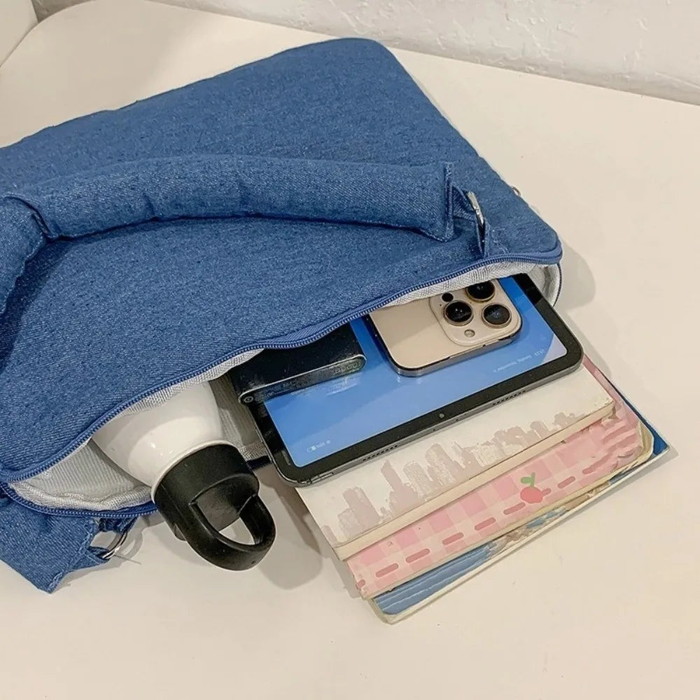 Modern Fashion Computer Bag Bowknot Embroidered Shockproof Laptop Sleeve 14 Inches Soft Tablet Carring Case Business