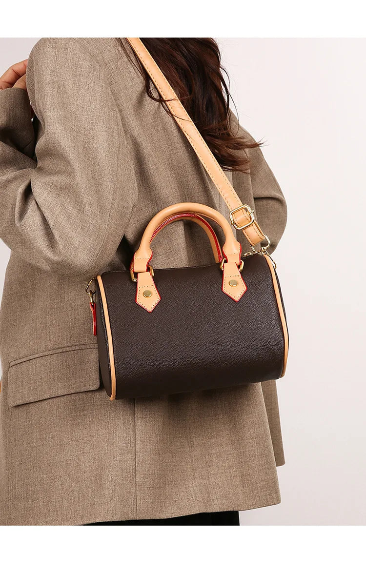 Luxury PU Women's Shoulder Bag - Pillow Boston Bag, Adjustable Crossbody/Handheld/Underarm, Spacious Multi-Way Purse