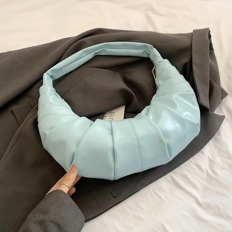 Silver Handbags Women Dumpling Shoulder Bag Fashion Luxury Ladies Hobos Bags High Capacity Female Tote Bag Black